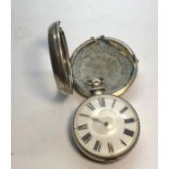 Antique silver verge pair case pocket watch the watch is not working