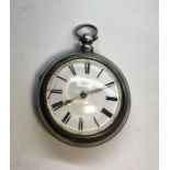 Antique silver pair case verge pocket watch by Tho Maston London the watch winds and ticks but stops
