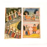 North Indian miniature paintings, Rajasthan. Courtly ladies at a riverbank bring offerings to a holy