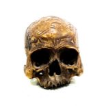Rare Dayak tribal headhunted trophy skull carved