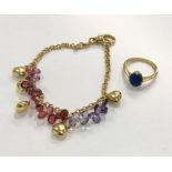 18ct and stone set bracelet and 18ct gold opal ring total weight 12g