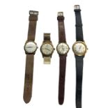 Selection of 4 vintage gents wristwatches coronet kiengle pontiac spera all ticking but no warranty
