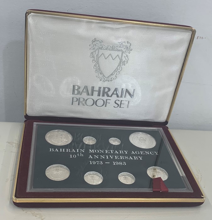 A Bahrain proof solid silver set of coins