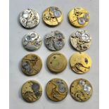 Collection of 12 antique pocket movements