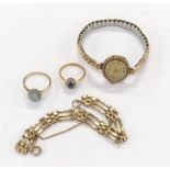Selection of gold jewellery with a ladies 9ct gold wristwatch jewellery weight 18.1g