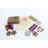 5 x WW2 boxed 8th army medal group Inc ribbons, 8th army clasp, award note Etc