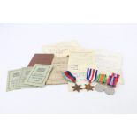 4 x WW2 Army medals with paperwork relating to SGT Shepperd Served 1942-47In Royal Armoured Corps an