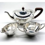 three piece silver tea service Birmingham silver hallmarks weight 1083g