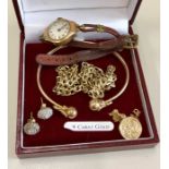 Selection of gold jewellery weight not including ladies 9ct watch 17.3g