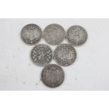 6 x British Victorian half crown silver coin (82g)
