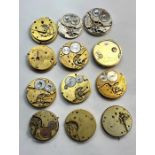 Collection of 12 antique pocket movements