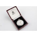 Vintage gents stamped 800 silver slimline pocket watch hand-wind cased (48g) Maker - Locar watch chr