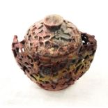 Antique Chinese carved soapstone lidded pot