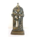 Indian bronze Hindu goddess Durga with wear from puja/worship, vintage possibly antique