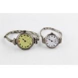 Vintage ladies stamped 925 silver trench style wristwatches, Hand-Wind Items are in vintage conditio