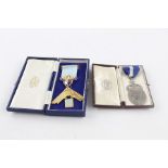 2 Vintage hallmarked silver Masonic medals Cased inc hospital medal Items are in vintage condition