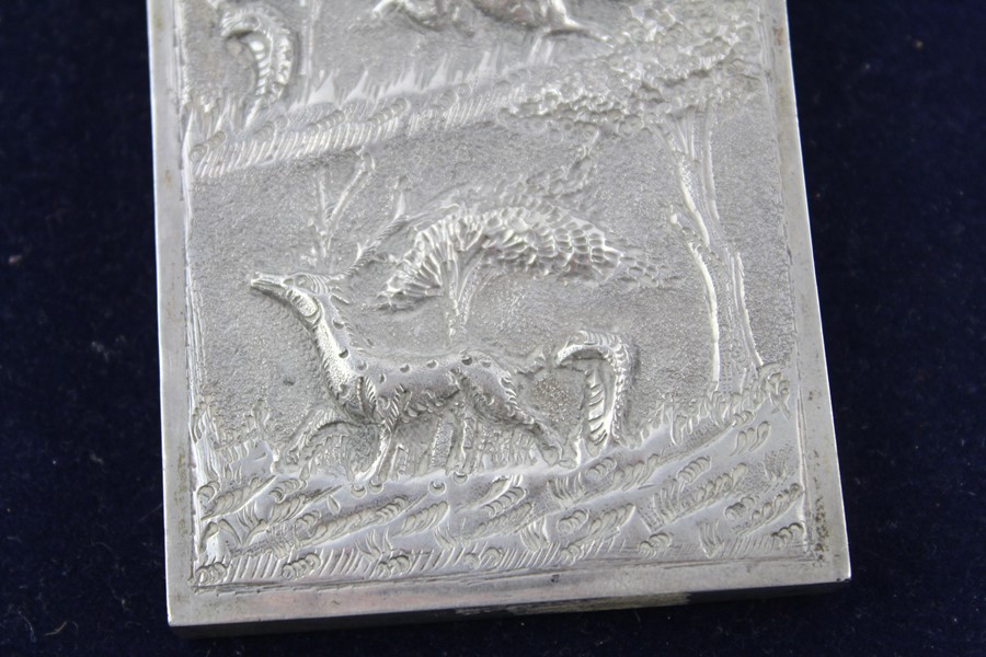 Vintage 800 silver card case with raised scenic designs (65g) XRF tested for purity, there are test - Image 6 of 7