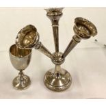Silver 3 branch Eperne birmingham silver hallmarks with silver cup all with age related wear and mar