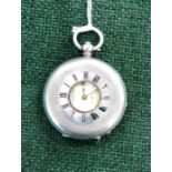 Vintage gents stamped 935 silver half hunter pocket watch key-wind(98g) Maker- H.Samuel Manchester