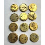 Collection of 12 antique fusee pocket movements
