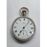 Silver waltham u.s.a open faced pocket watch the watch winds and ticks overall clean watch no warran