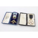 2 Vintage hallmarked silver Masonic medals cased