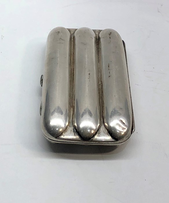 Antique silver cigar case Birmingham silver hallmarks 3 compartments measures approx 13cm by 6cm wei - Image 5 of 5