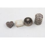 4 x Assorted vintage stamped 925 silver pill/ trinket Boxes (53g) Inc love heart, engraved, miniatur