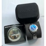 Gents Breitling automatic 1884 in good order stainless steel automatic 300m-1000ft in bag with servi