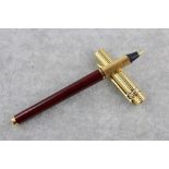 Must de Cartier burgundy lacquer ballpoint rollerball pen gold Plate trim