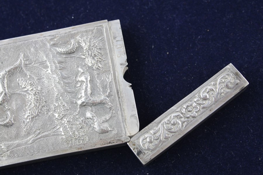 Vintage 800 silver card case with raised scenic designs (65g) XRF tested for purity, there are test - Image 7 of 7