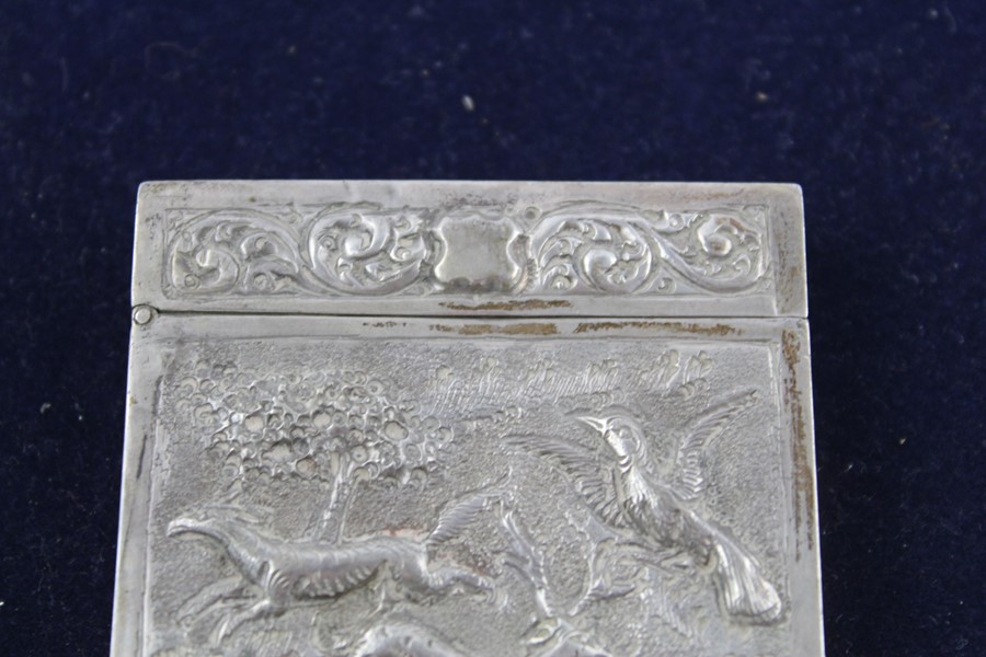 Vintage 800 silver card case with raised scenic designs (65g) XRF tested for purity, there are test - Image 2 of 7