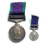 Northern island bar for campaign service medal and miniature medal named to 24092678 PTE.H.M.P.CHARL