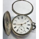 Antique silver full hunter pocket watch by J.F.Stratz 261 high street ch ch the watch winds and ti