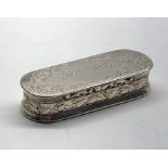 Victorian silver snuff box engraved lid dated 1888 makers hallmark G.U George unite measures approx