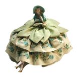 Antique Porcelain Half Doll Art Deco Lady trinket box with legs