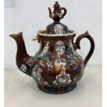Large antique barge ware tea pot
