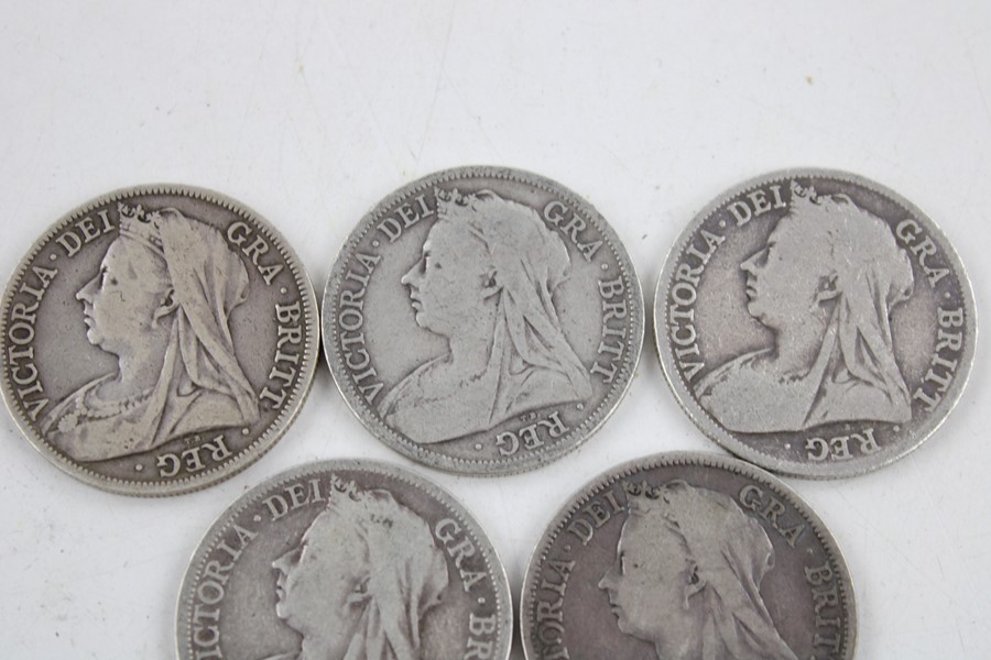 6 x British Victorian half crown silver coin(82g) - Image 2 of 7