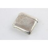 Antique hallmarked 1901 Birmingham silver Vesta Case w/ Personalised Engraving to The Front of The