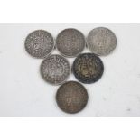6 x British Victorian half crown silver coins (83g)