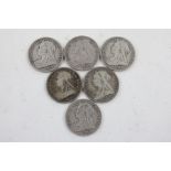 6 x British Victorian half crown silver coin (82g)