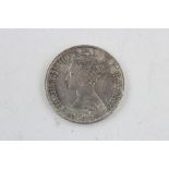 British 1871 Victorian gothic florin silver coin (11g)