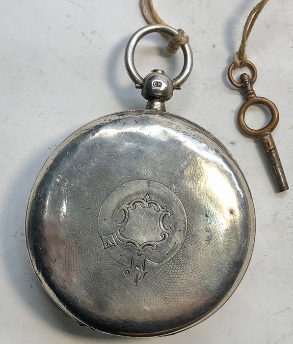 large Silver J.W.Benson pocket watch winds and ticks but no warranty given - Image 2 of 4