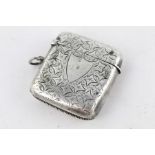 Antique hallmarked 1900 Birmingham silver vesta case with Ivy leaf decoration, maker - W M Hayes dim