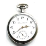 Antique silver tavannes pocket watch .the watch winds and ticks but no warranty given , measures app