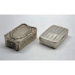 2 silver snuff boxes continental silver hallmarks and Birmingham silver hallmarks
