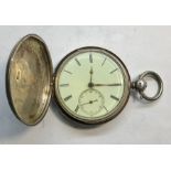 Silver fusee full hunter pocket watch by H.Myers Norwich winds and ticks