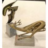 2 Hattakitkosol Somchai Som Chai limited edition Bronze Figurines abstract bird signed somchai 324/1