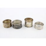 4 x Vintage Hallmarked .925 STERLING SILVER Napkin Rings