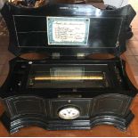 Mandoline Cylinder Musical Box, made in Geneva, with a clockwork in the front of the